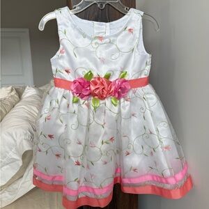 Youngland Floral embroidered White and Pink Dress formal dress size 2T